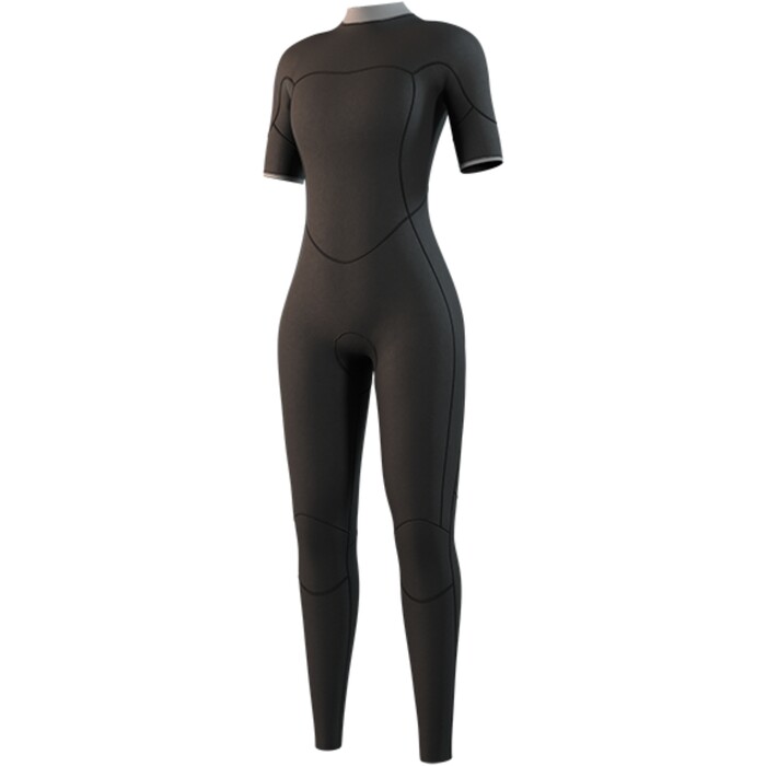 2025 Mystic Womens Brand 3/2mm Short Arm Back Zip Flatlock Wetsuit 35000.250062 - Black